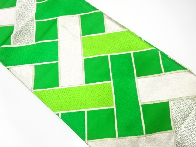 JAPANESE KIMONO / ANTIQUE FUKURO OBI / SILK / WOVEN MESH PATTERN